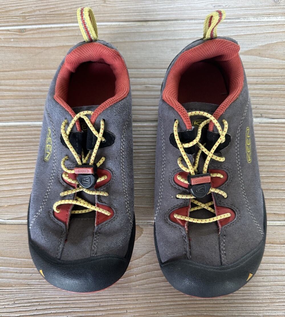 KEEN Kids Jasper Gray Rust Suede Slip On Sneakers Shoes Hiking Climbing Size 2